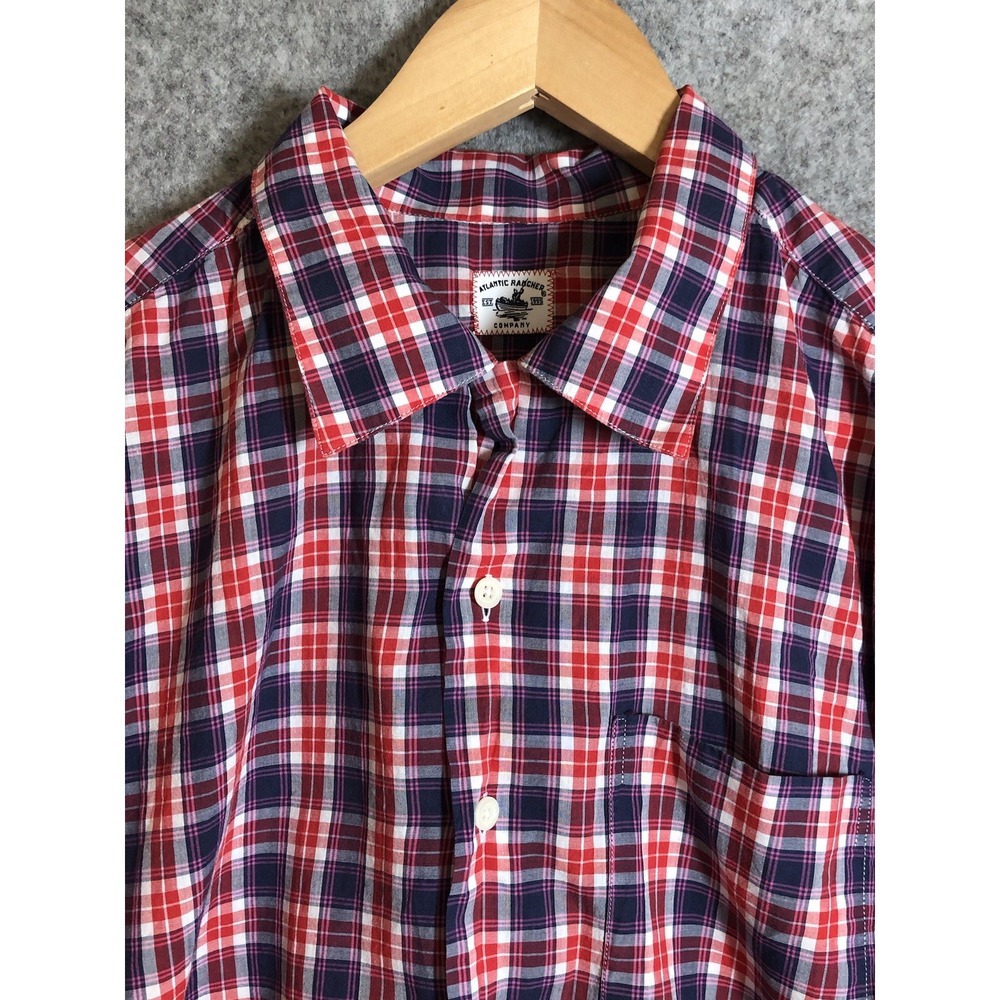 Atlantic Rancher Shirt Large Red Check Cotton Long Sleeve Career Casual Classic